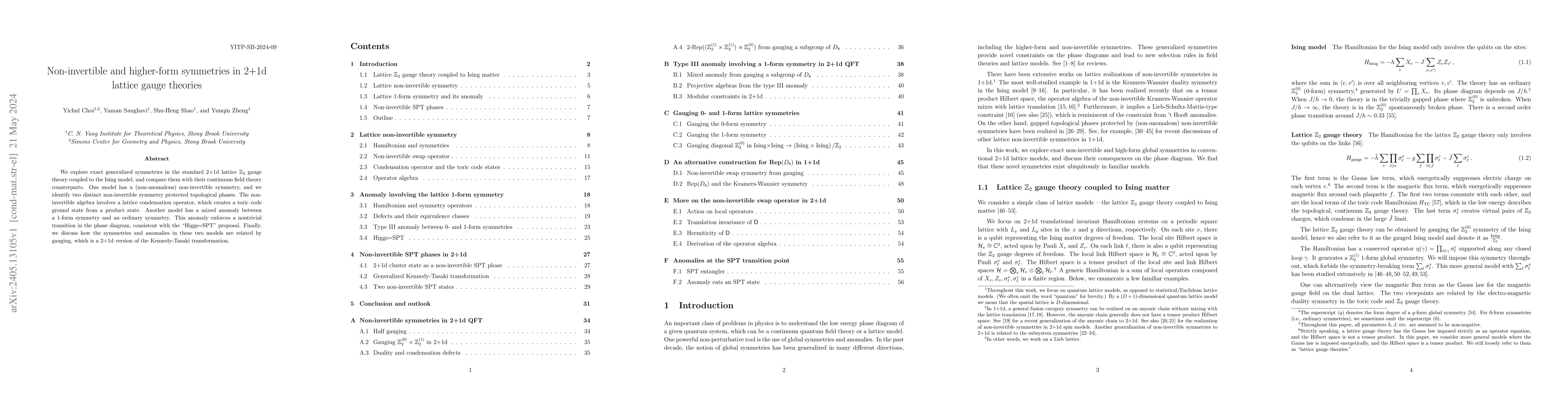 Thumbnail for Non-invertible and higher-form symmetries in 2+1d lattice gauge theories