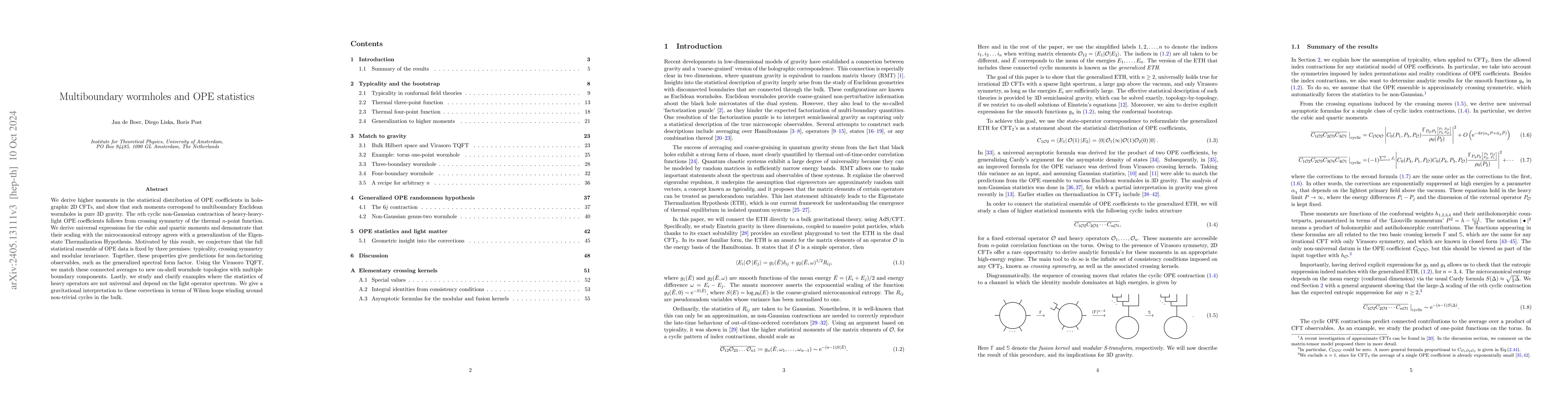 Thumbnail for Multiboundary wormholes and OPE statistics