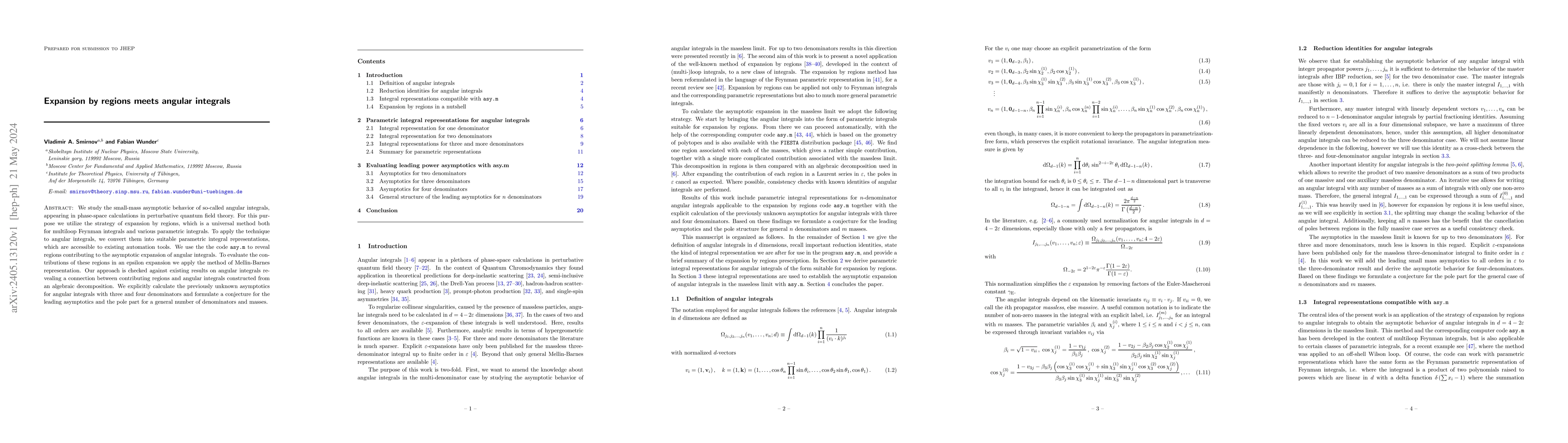 Thumbnail for Expansion by regions meets angular integrals