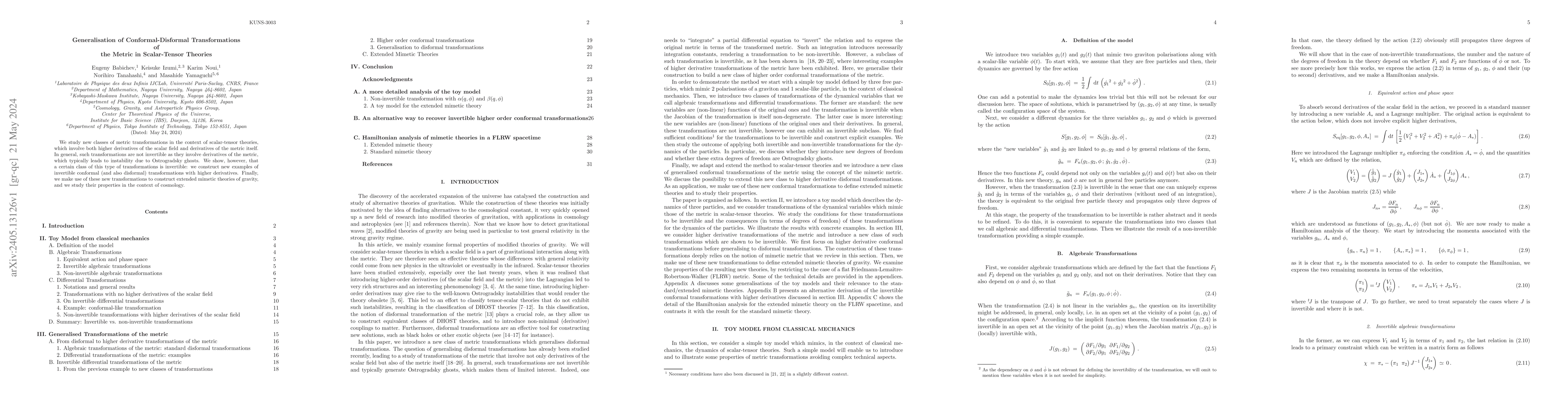 Thumbnail for Generalisation of Conformal-Disformal Transformations of the Metric in
  Scalar-Tensor Theories