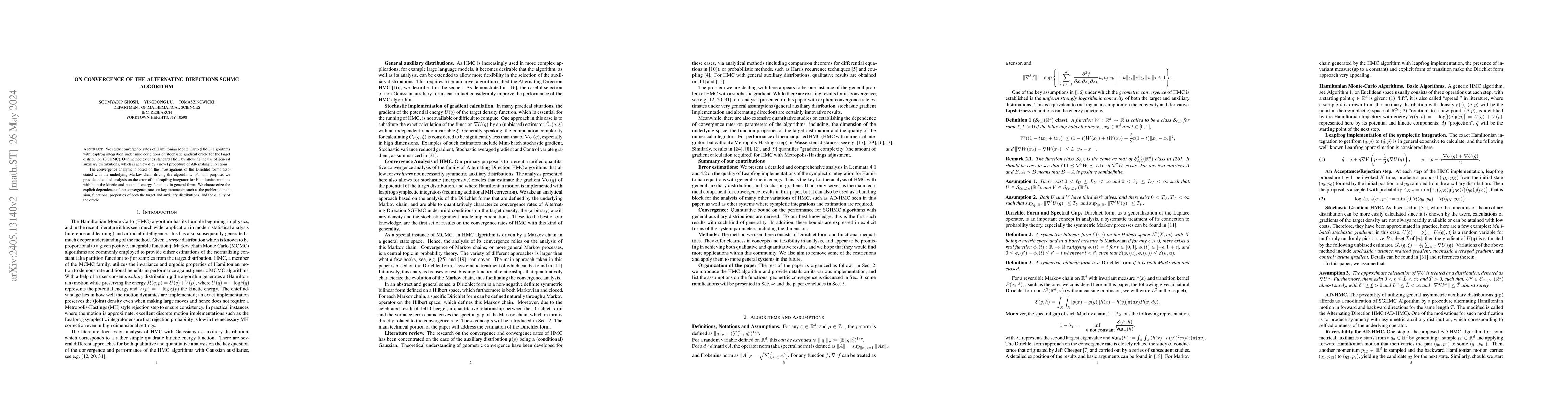 Thumbnail for On Convergence of the Alternating Directions SGHMC Algorithm