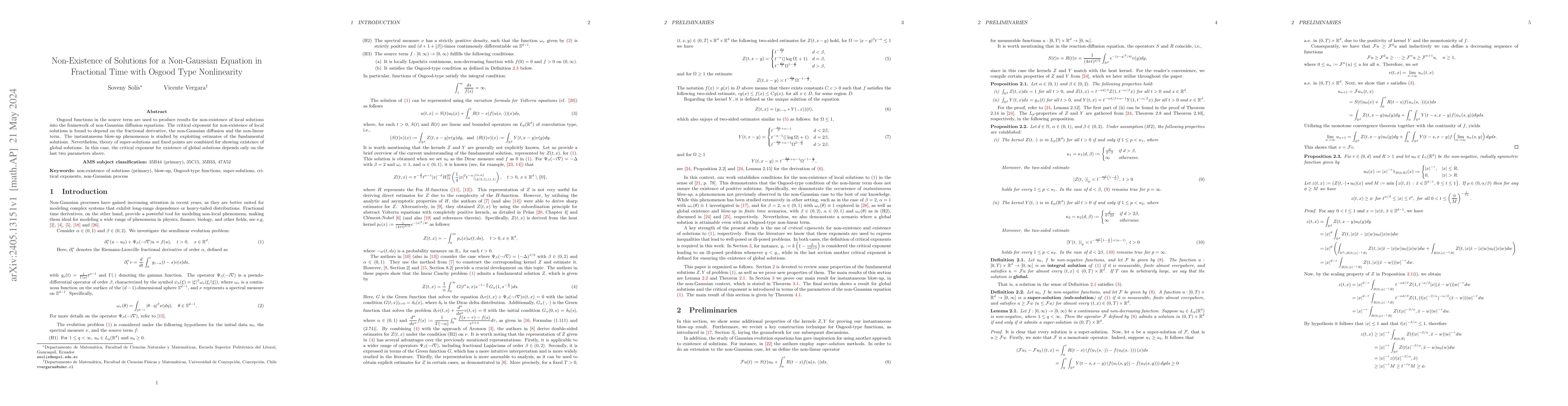 Thumbnail for Non-existence of solutions for a non-Gaussian equation in fractional
  time with Osgood type nonlinearity