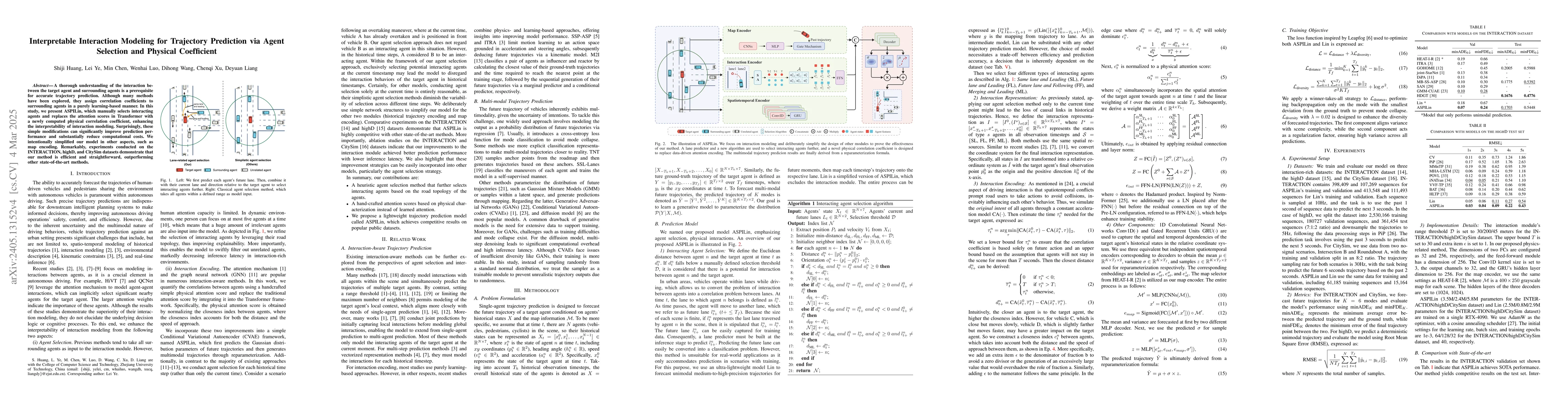 Thumbnail for Enhancing Interaction Modeling with Agent Selection and Physical Methods
  for Trajectory Prediction