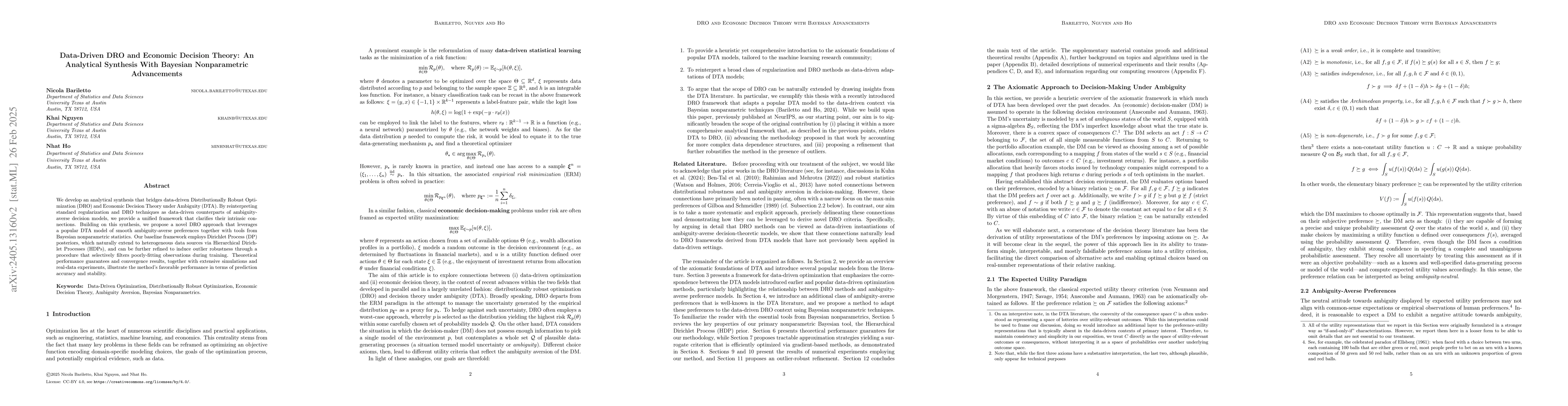 Thumbnail for Borrowing Strength in Distributionally Robust Optimization via
  Hierarchical Dirichlet Processes