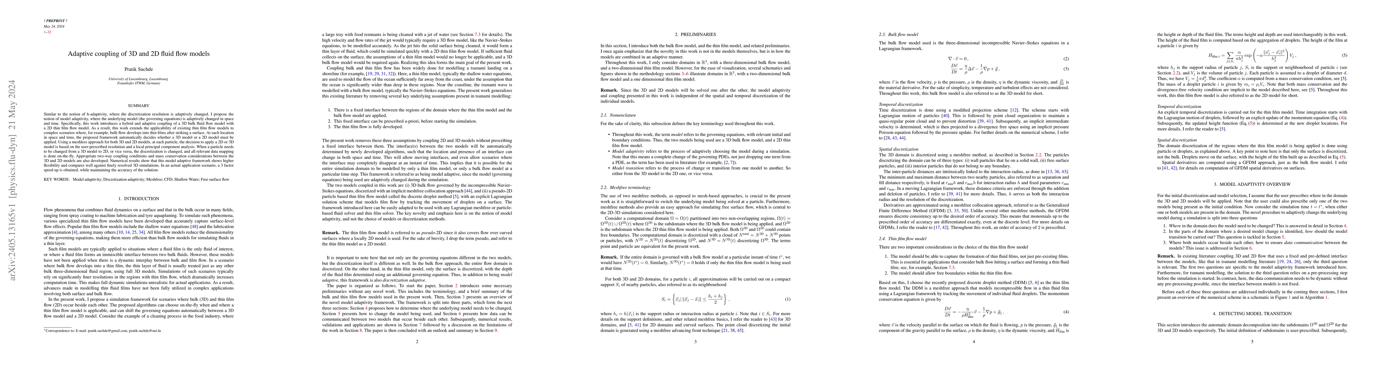 Thumbnail for Adaptive coupling of 3D and 2D fluid flow models
