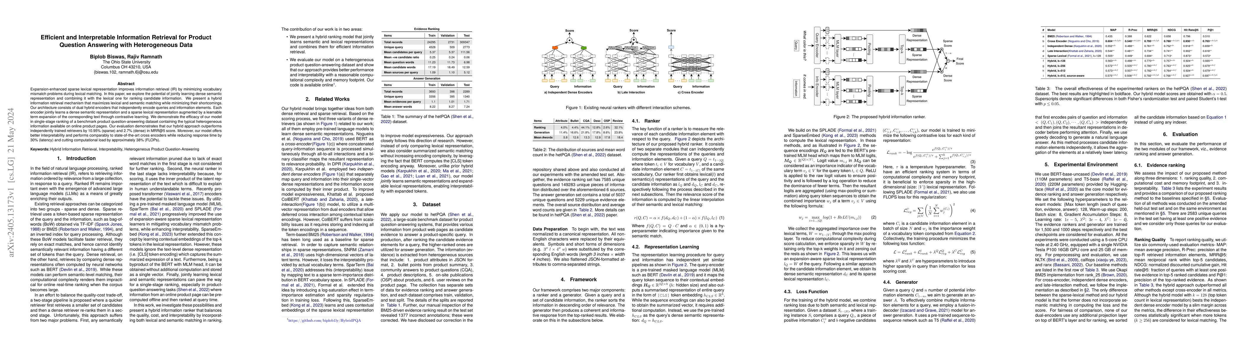 Thumbnail for Efficient and Interpretable Information Retrieval for Product Question
  Answering with Heterogeneous Data
