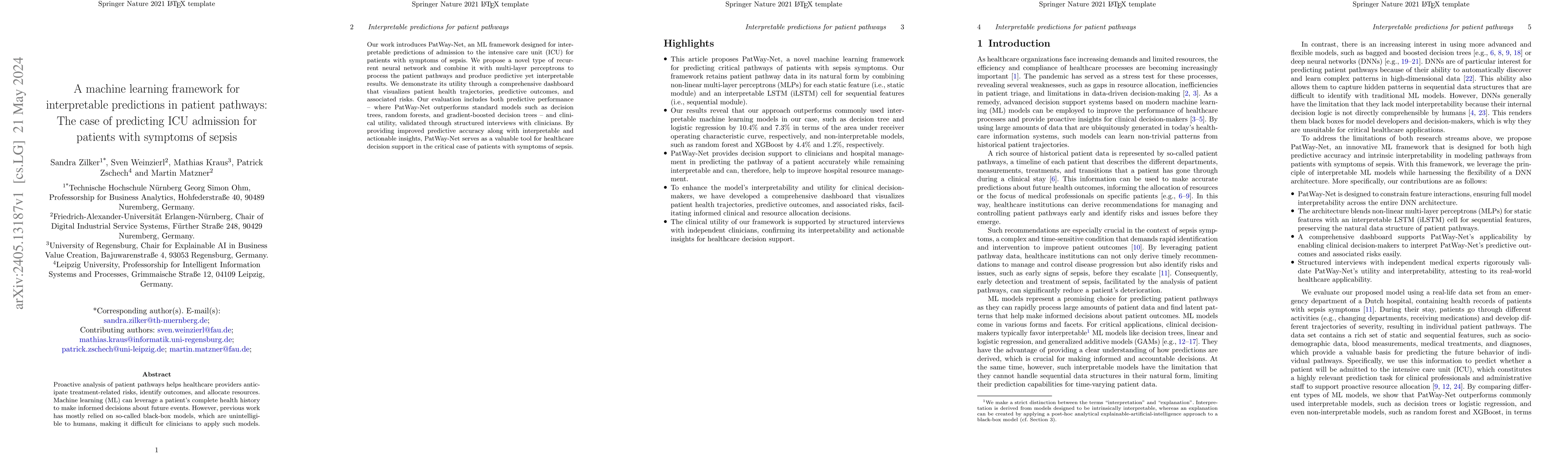 Thumbnail for A machine learning framework for interpretable predictions in patient
  pathways: The case of predicting ICU admission for patients with symptoms of
  sepsis