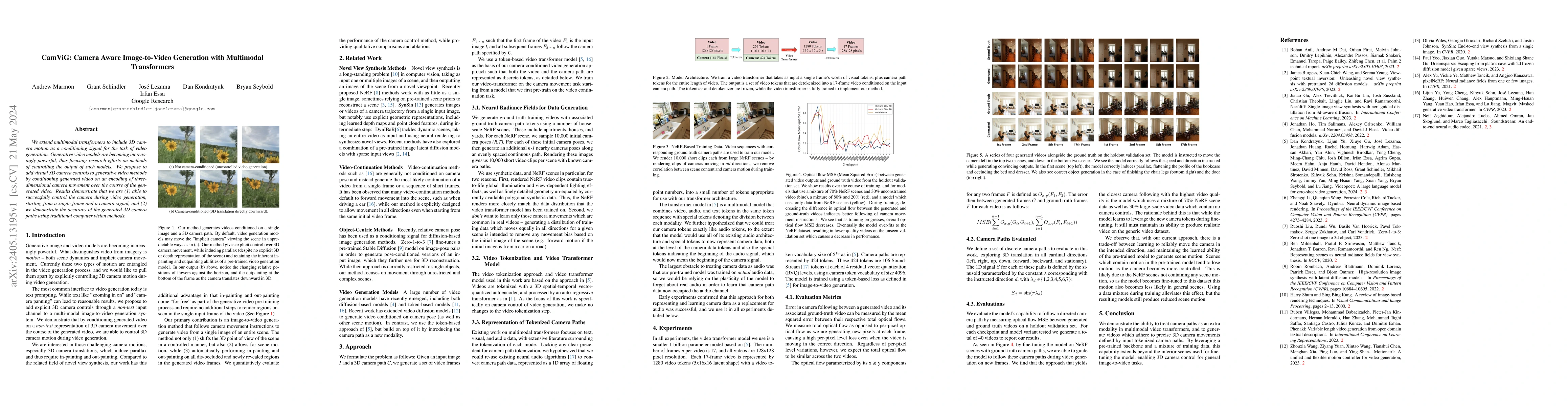 Thumbnail for CamViG: Camera Aware Image-to-Video Generation with Multimodal
  Transformers