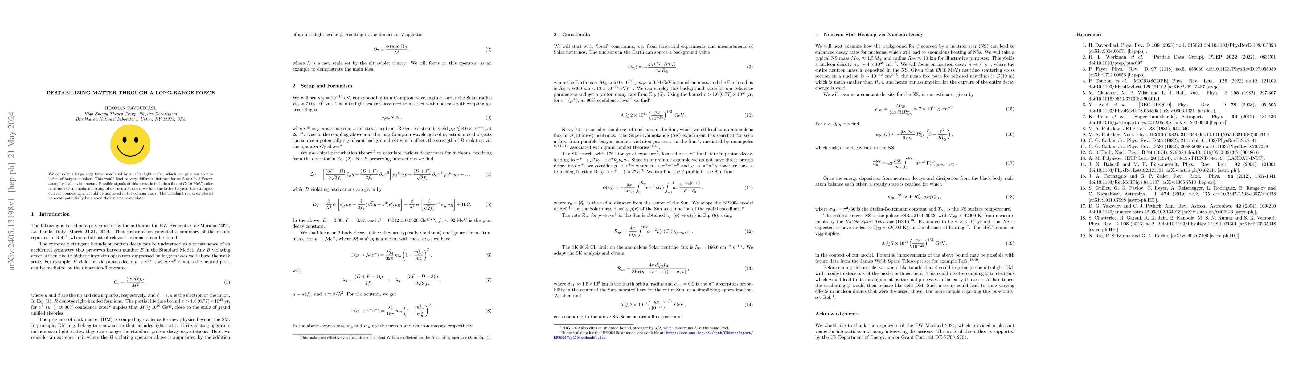 Thumbnail for Destabilizing Matter through a Long-Range Force