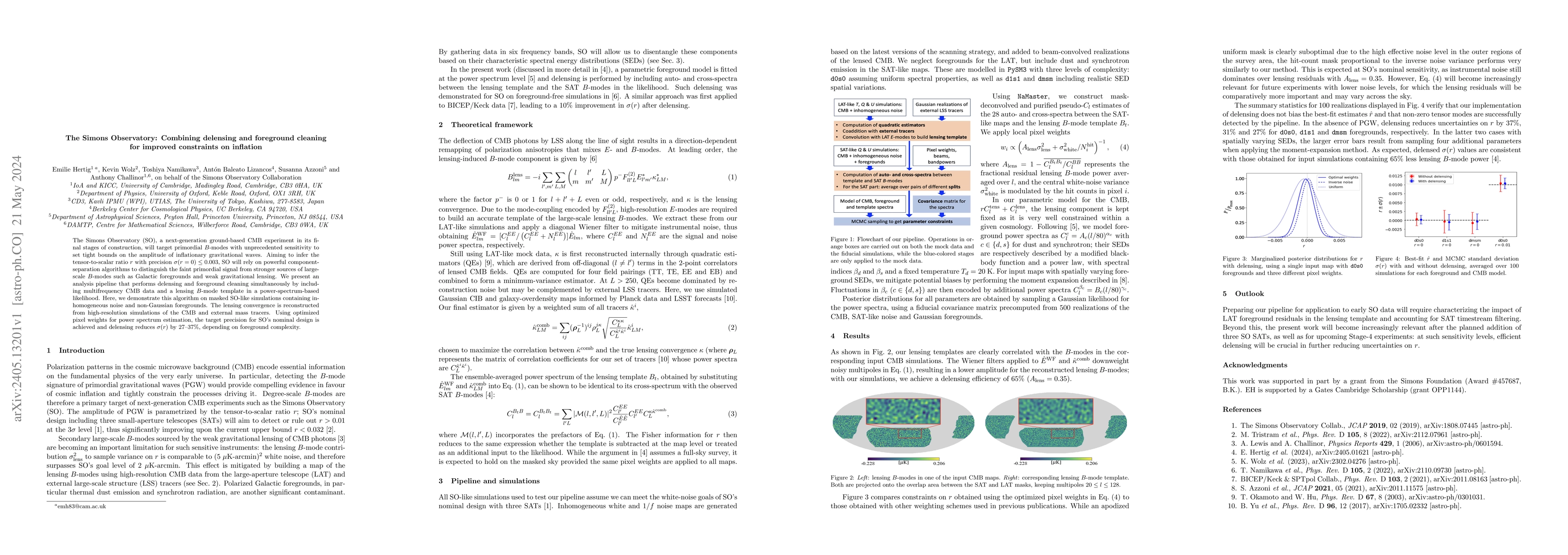Thumbnail for The Simons Observatory: Combining delensing and foreground cleaning for
  improved constraints on inflation