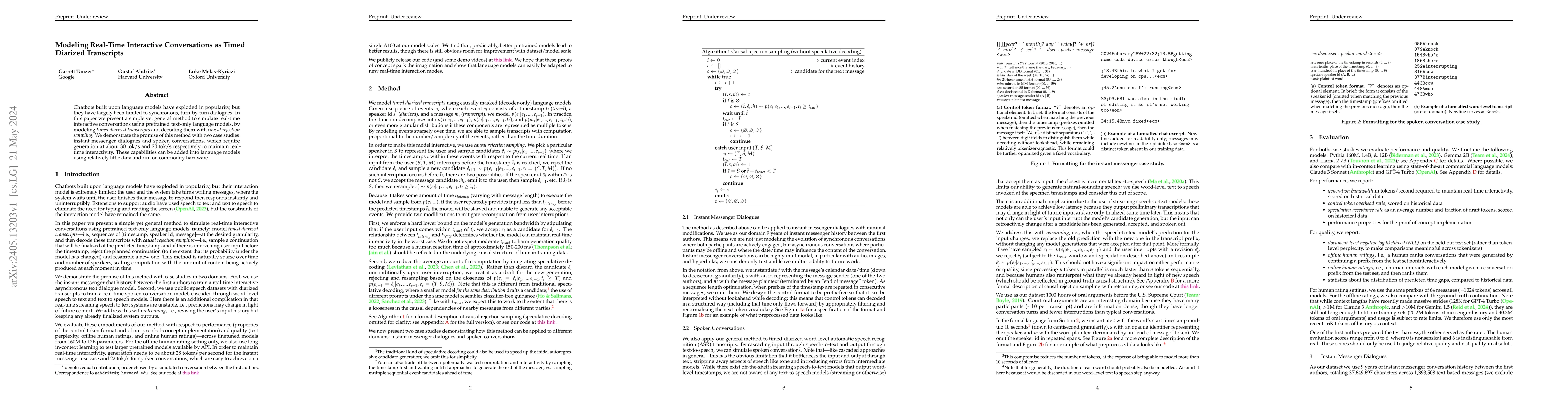 Thumbnail for Modeling Real-Time Interactive Conversations as Timed Diarized
  Transcripts