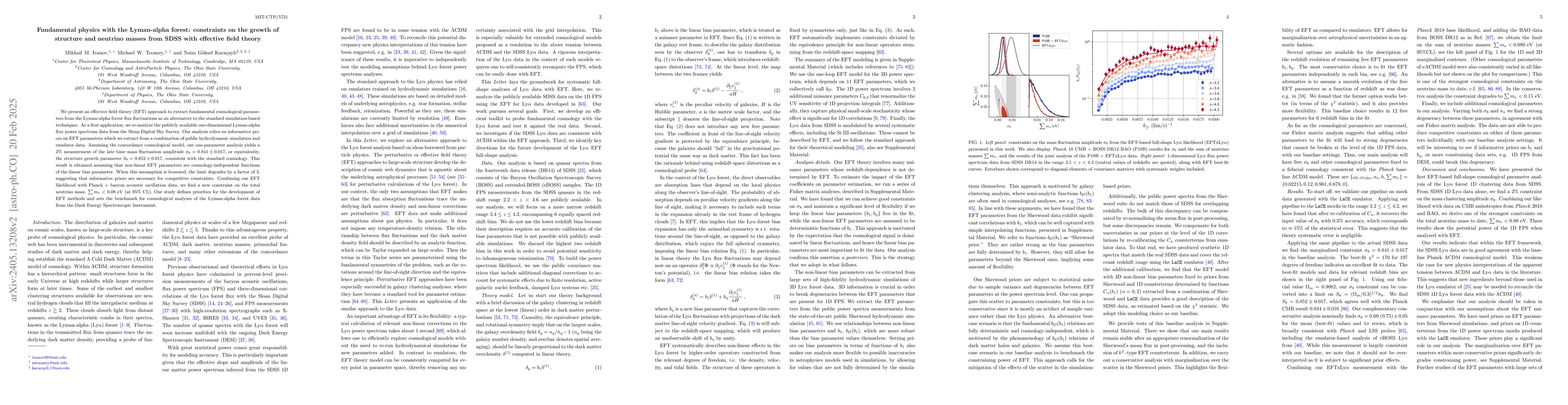 Thumbnail for Fundamental physics with the Lyman-alpha forest: constraints on the
  growth of structure and neutrino masses from SDSS with effective field theory