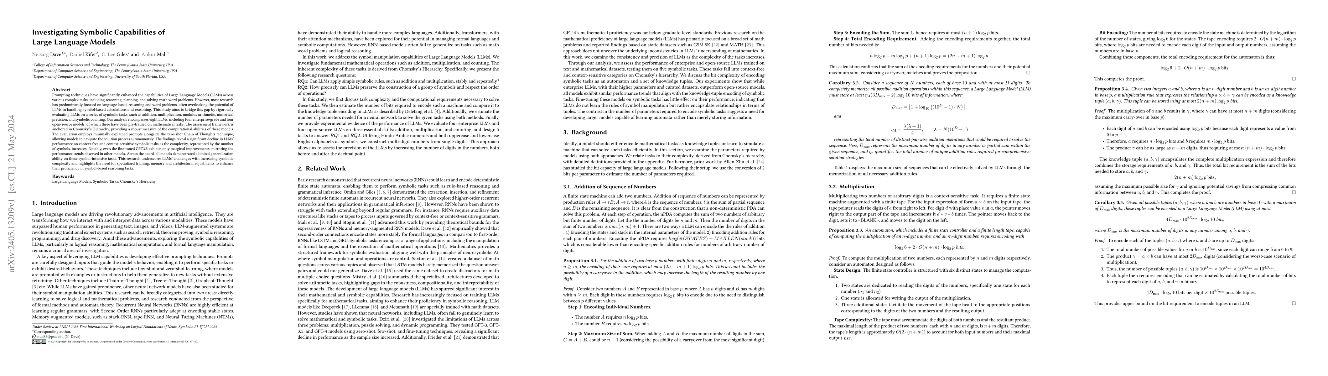 Thumbnail for Investigating Symbolic Capabilities of Large Language Models