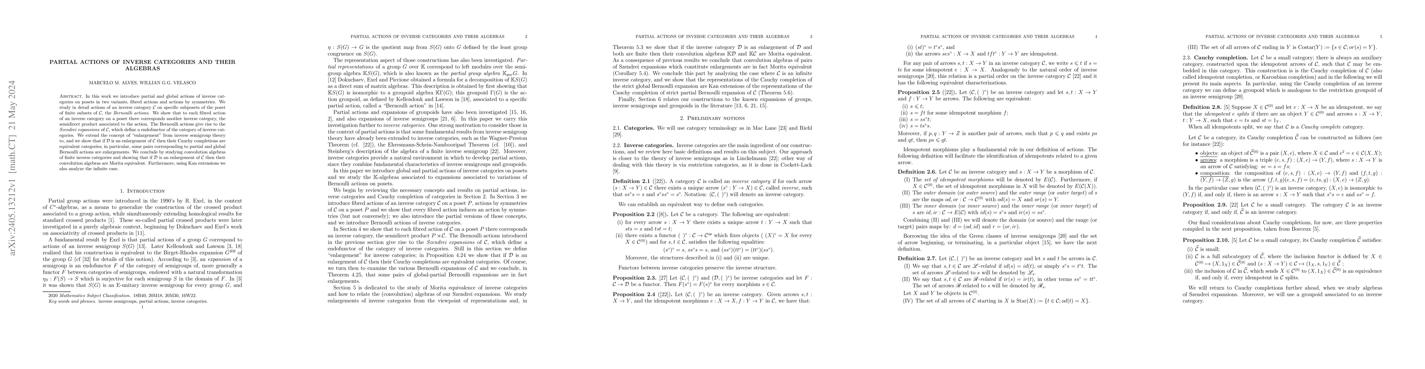 Thumbnail for Partial actions of inverse categories and their algebras