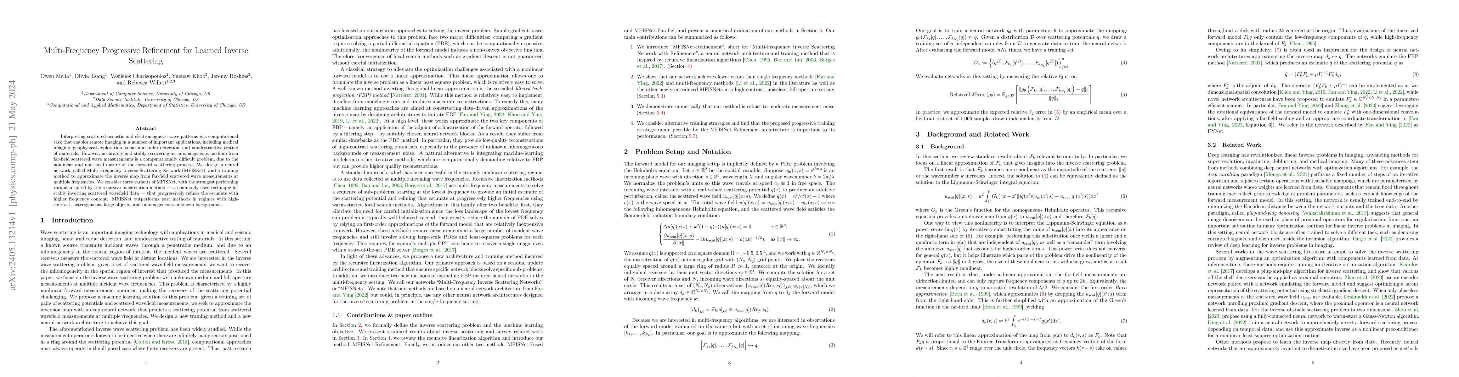 Thumbnail for Multi-Frequency Progressive Refinement for Learned Inverse Scattering