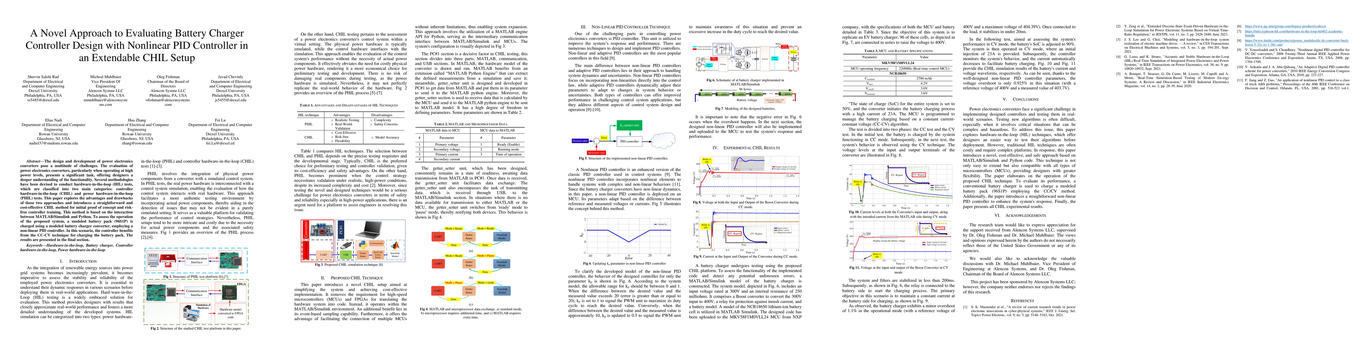 Thumbnail for A Novel Approach to Evaluating Battery Charger Controller Design with
  Nonlinear PID Controller in an Extendable CHIL Setup