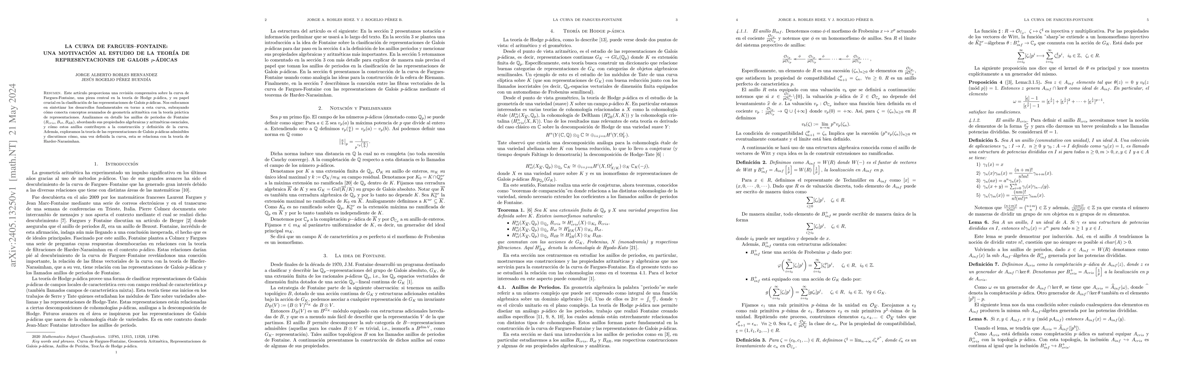 Thumbnail for La curva de Fargues--Fontaine: Una motivaci\'on al estudio de la
  teor\'ia de representaciones de Galois $p$-\'adicas