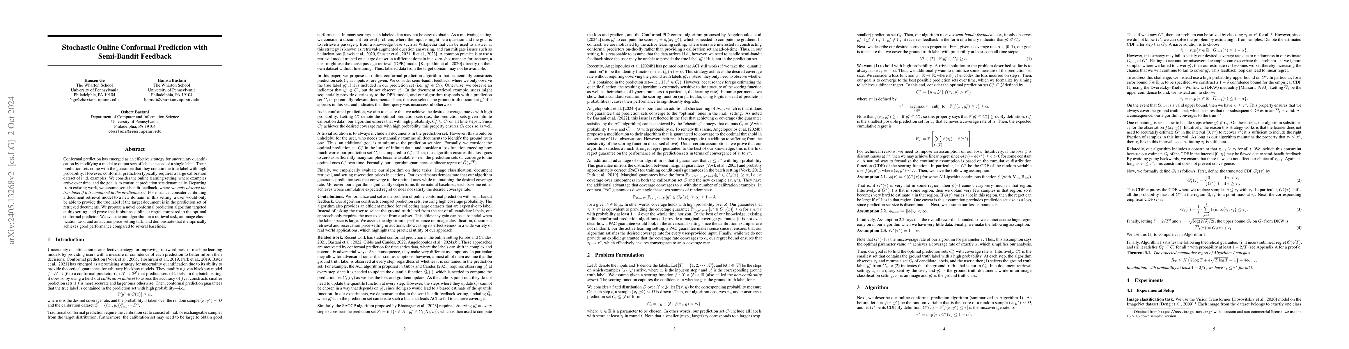 Thumbnail for Stochastic Online Conformal Prediction with Semi-Bandit Feedback