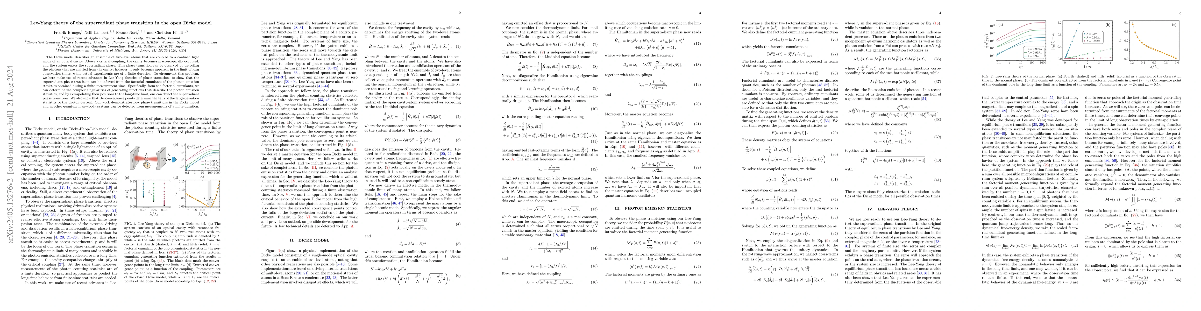 Thumbnail for Lee-Yang theory of the superradiant phase transition in the open Dicke
  model