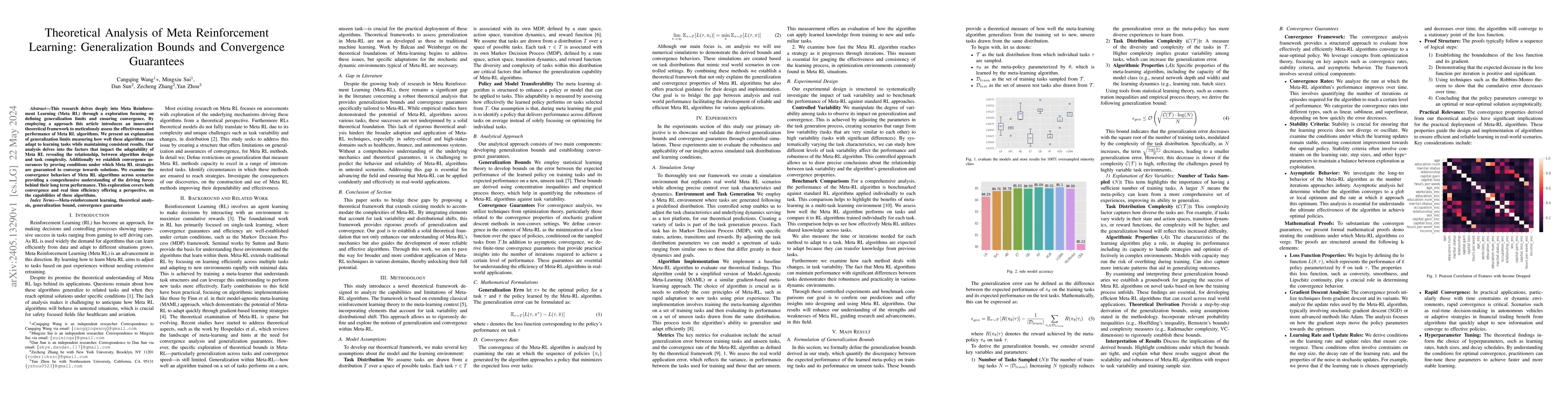Thumbnail for Theoretical Analysis of Meta Reinforcement Learning: Generalization
  Bounds and Convergence Guarantees