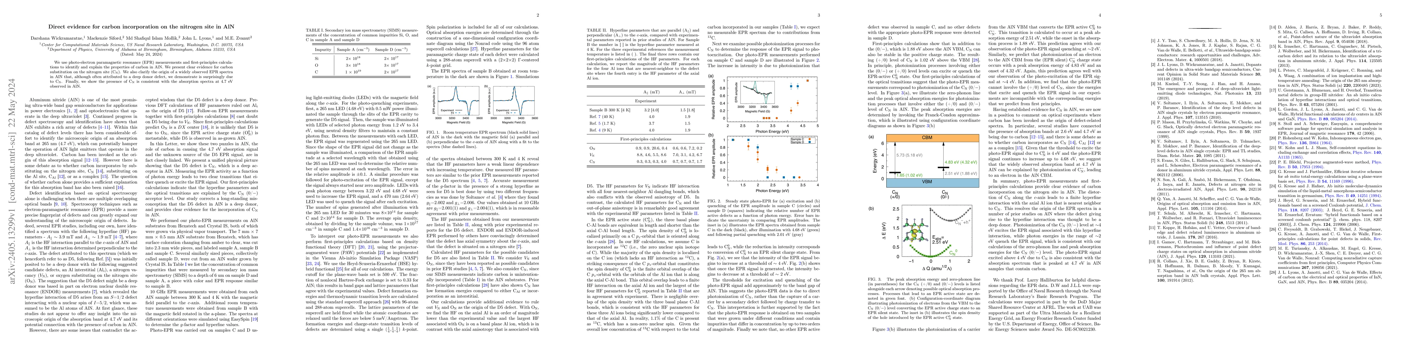 Thumbnail for Direct evidence for carbon incorporation on the nitrogen site in AlN