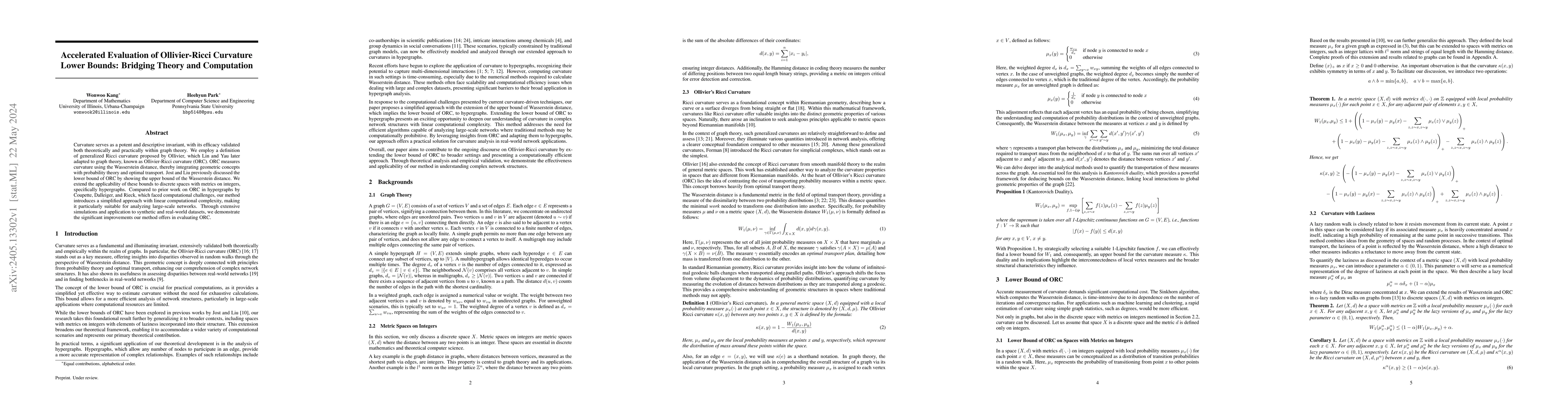 Thumbnail for Accelerated Evaluation of Ollivier-Ricci Curvature Lower Bounds:
  Bridging Theory and Computation
