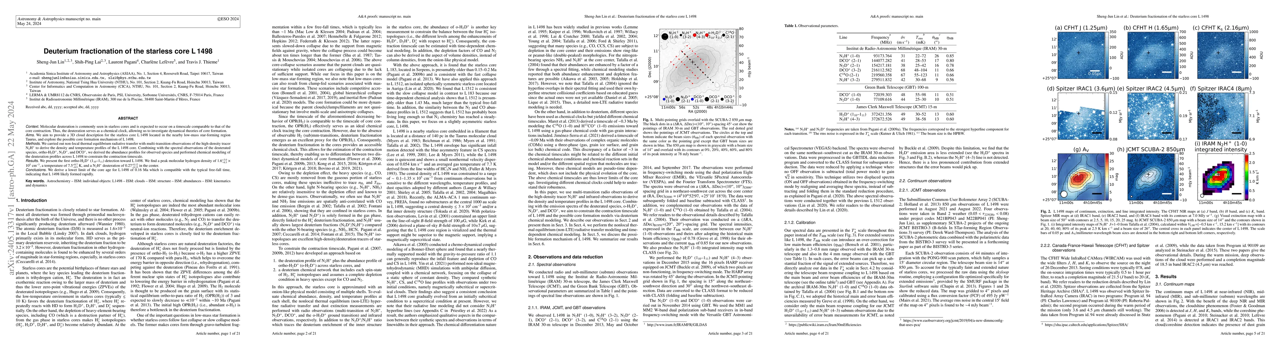 Thumbnail for Deuterium fractionation of the starless core L 1498