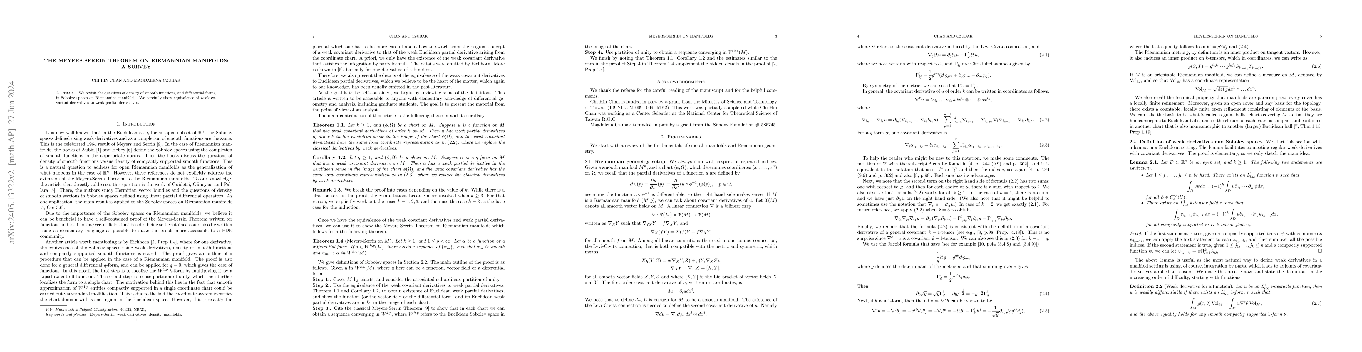 Thumbnail for The Meyers-Serrin theorem on Riemannian manifolds: a survey