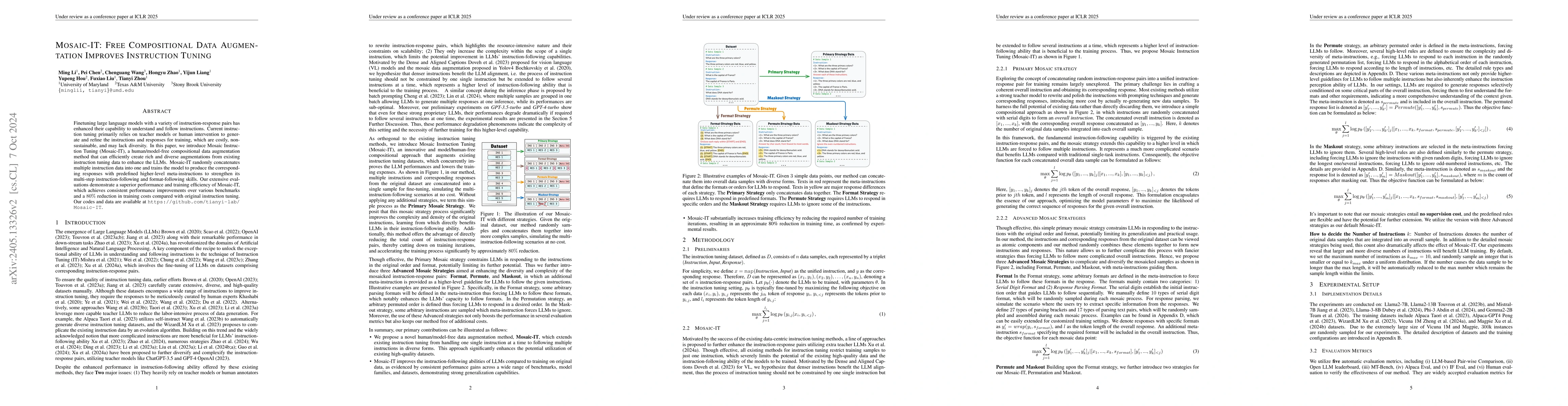 Thumbnail for Mosaic IT: Enhancing Instruction Tuning with Data Mosaics