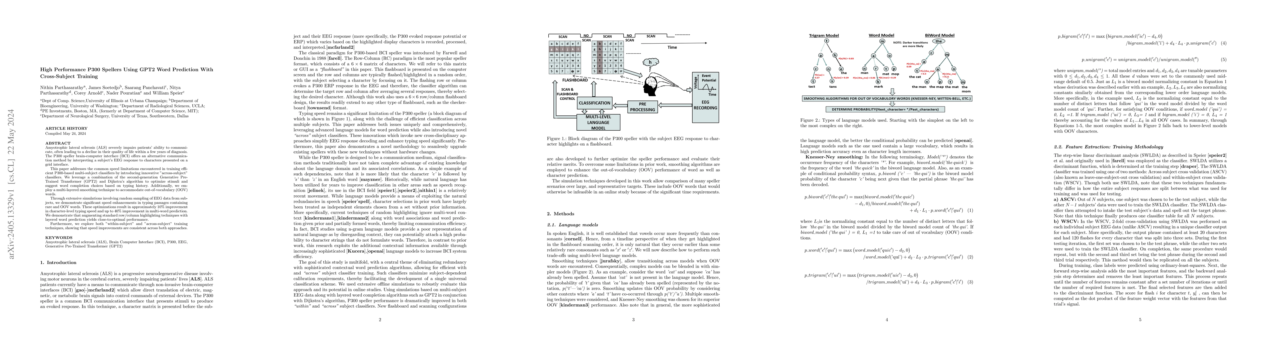 Thumbnail for High Performance P300 Spellers Using GPT2 Word Prediction With
  Cross-Subject Training