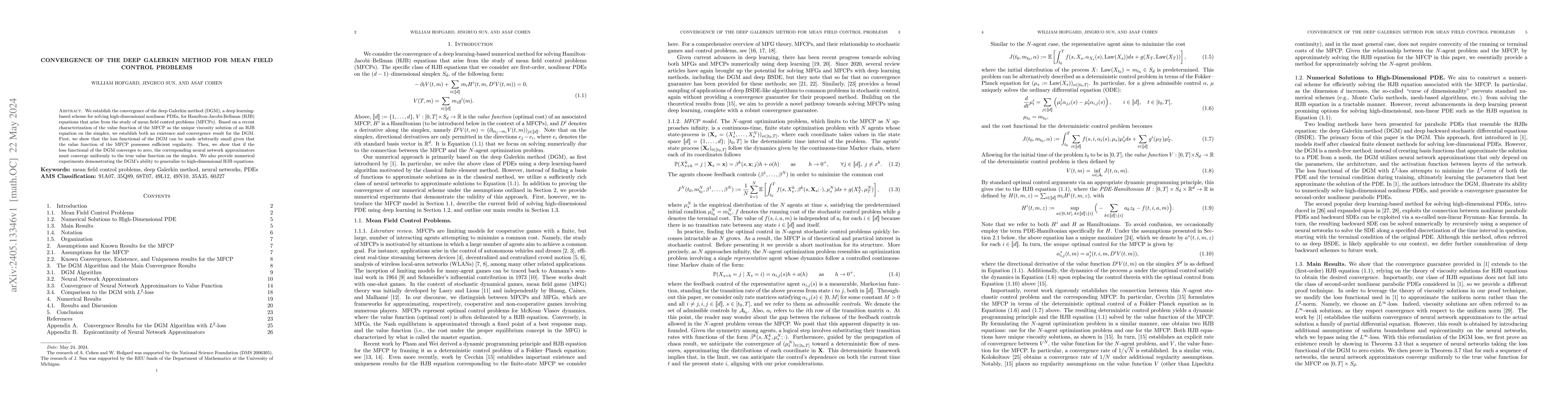 Thumbnail for Convergence of the Deep Galerkin Method for Mean Field Control Problems