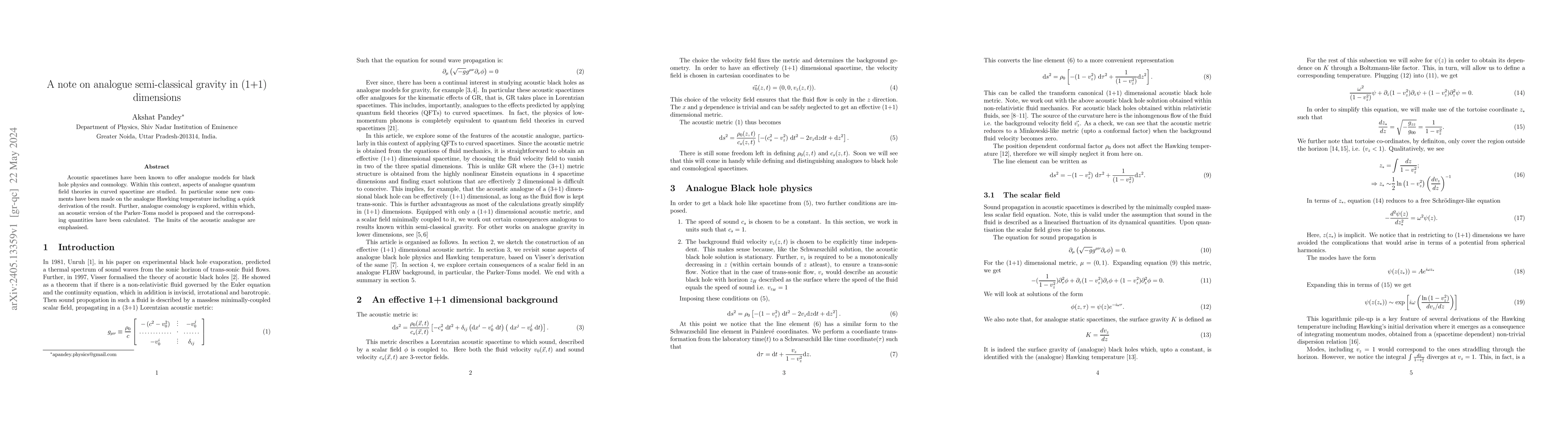 Thumbnail for A note on analogue semi-classical gravity in (1+1) dimensions