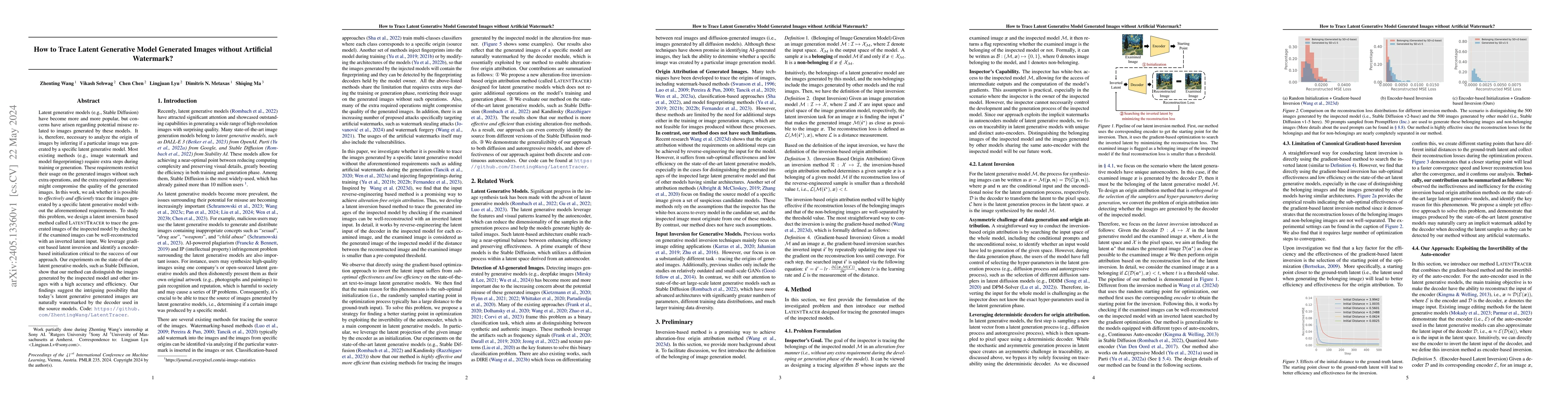 Thumbnail for How to Trace Latent Generative Model Generated Images without Artificial
  Watermark?
