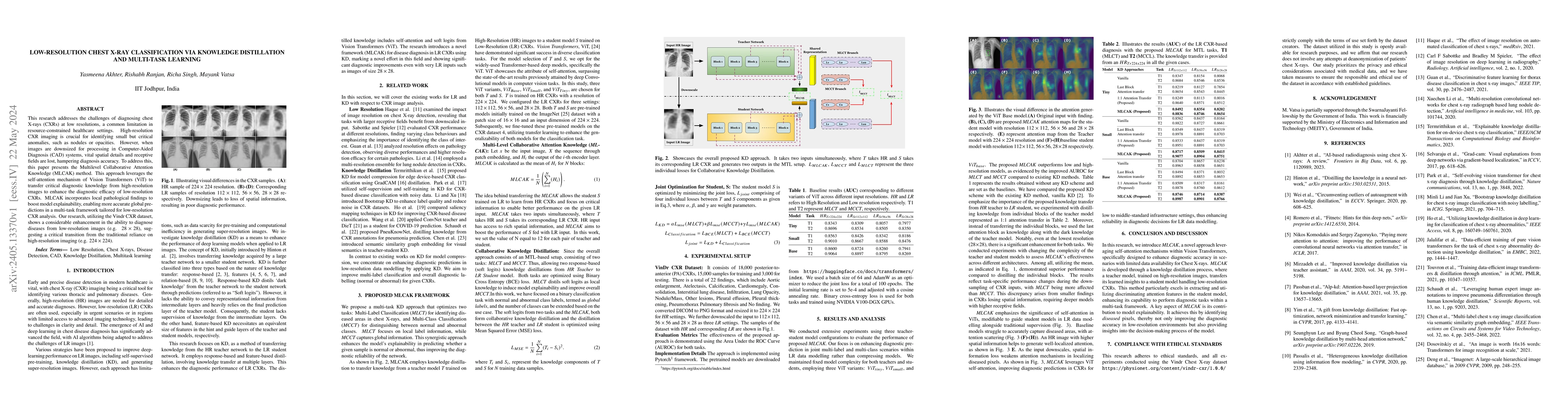 Thumbnail for Low-Resolution Chest X-ray Classification via Knowledge Distillation and
  Multi-task Learning