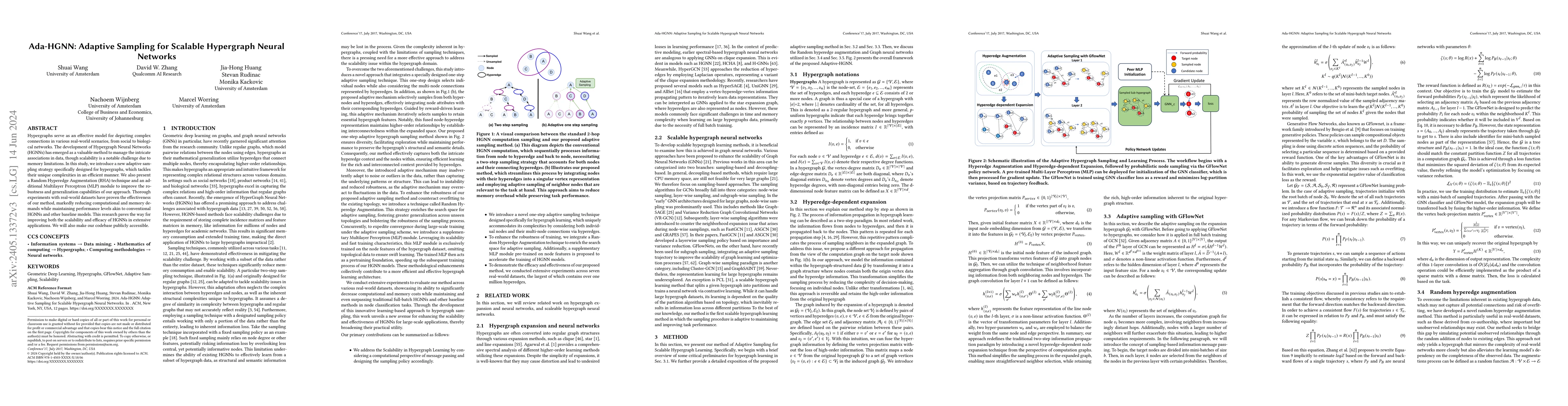 Thumbnail for Ada-HGNN: Adaptive Sampling for Scalable Hypergraph Neural Networks