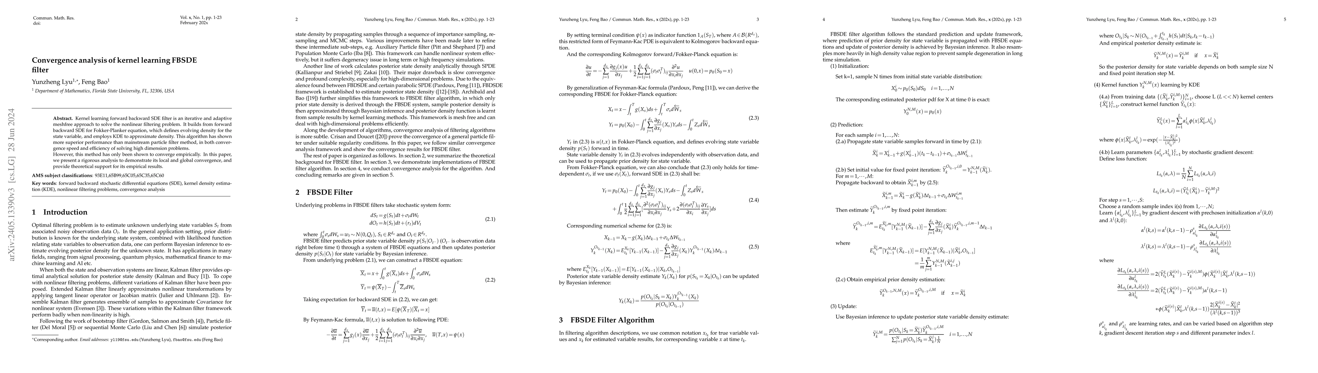 Thumbnail for Convergence analysis of kernel learning FBSDE filter