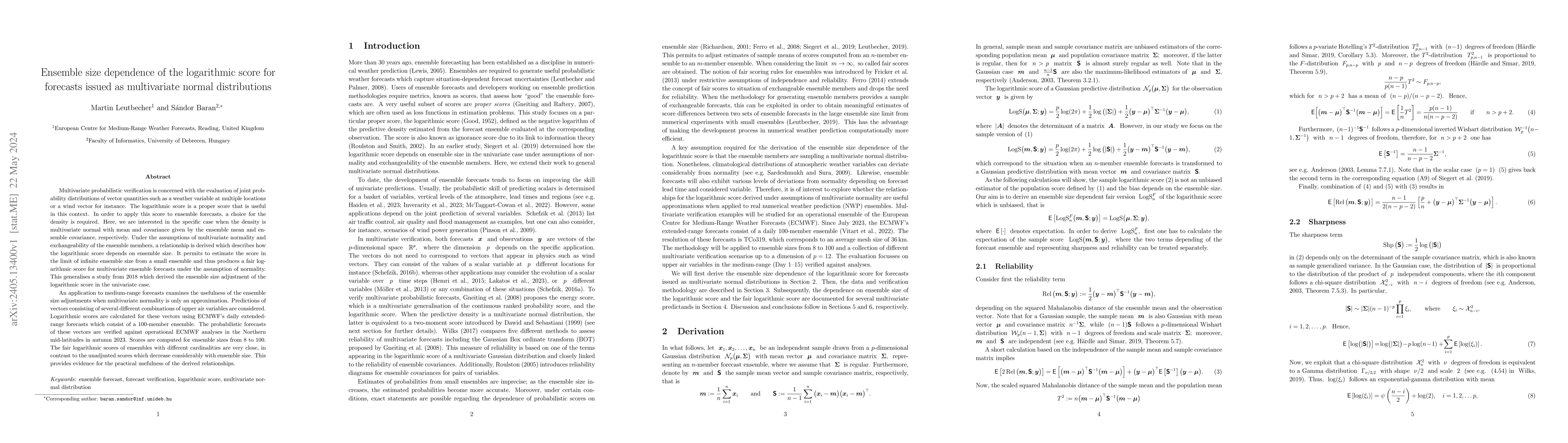 Thumbnail for Ensemble size dependence of the logarithmic score for forecasts issued
  as multivariate normal distributions