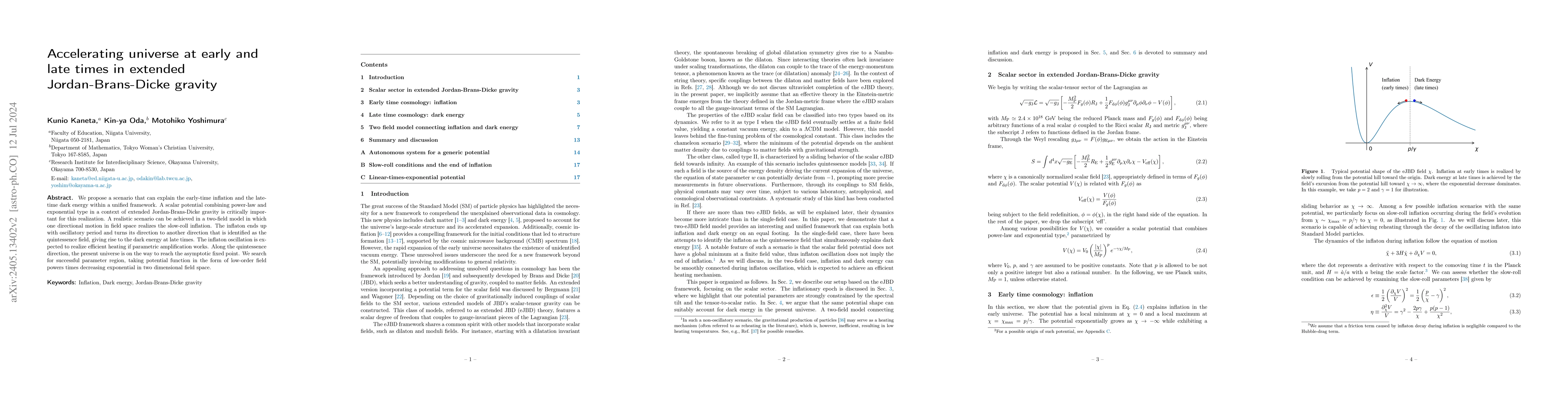 Thumbnail for Accelerating universe at early and late times in extended
  Jordan-Brans-Dicke gravity