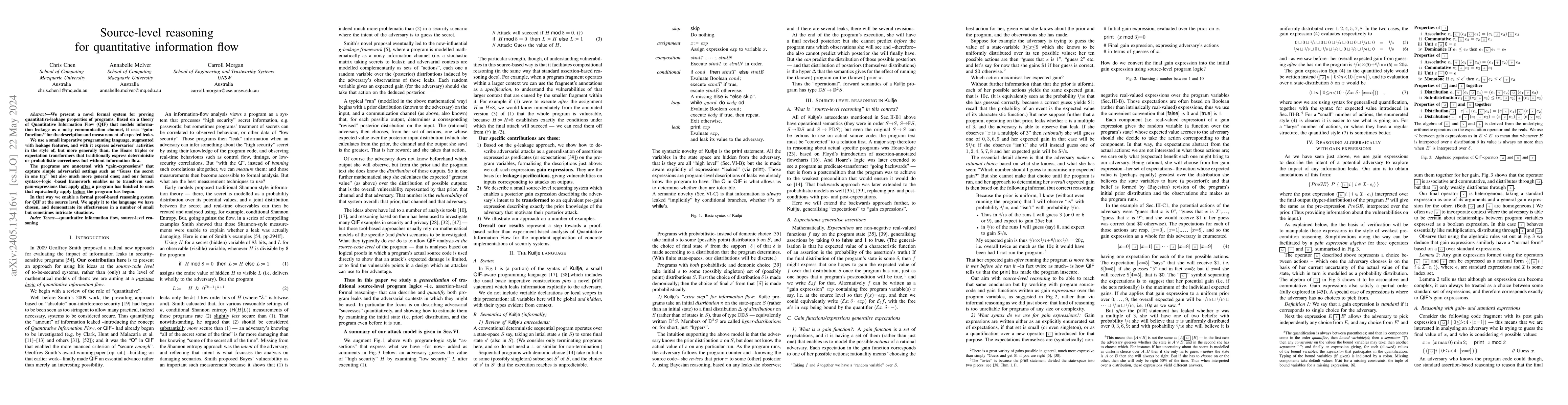 Thumbnail for Source-level reasoning for quantitative information flow