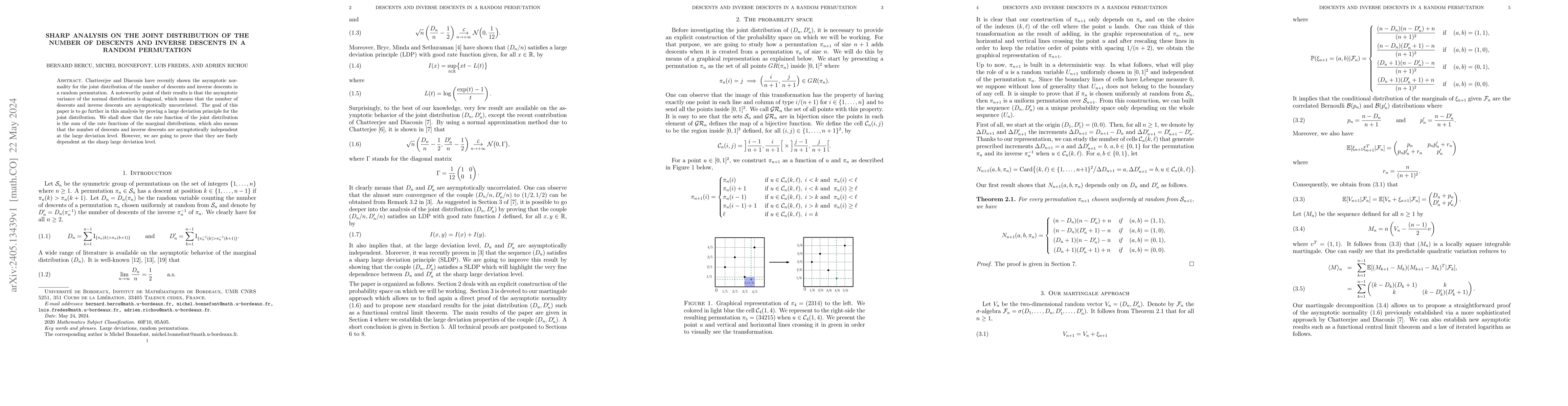 Thumbnail for Sharp analysis on the joint distribution of the number of descents and
  inverse descents in a random permutation