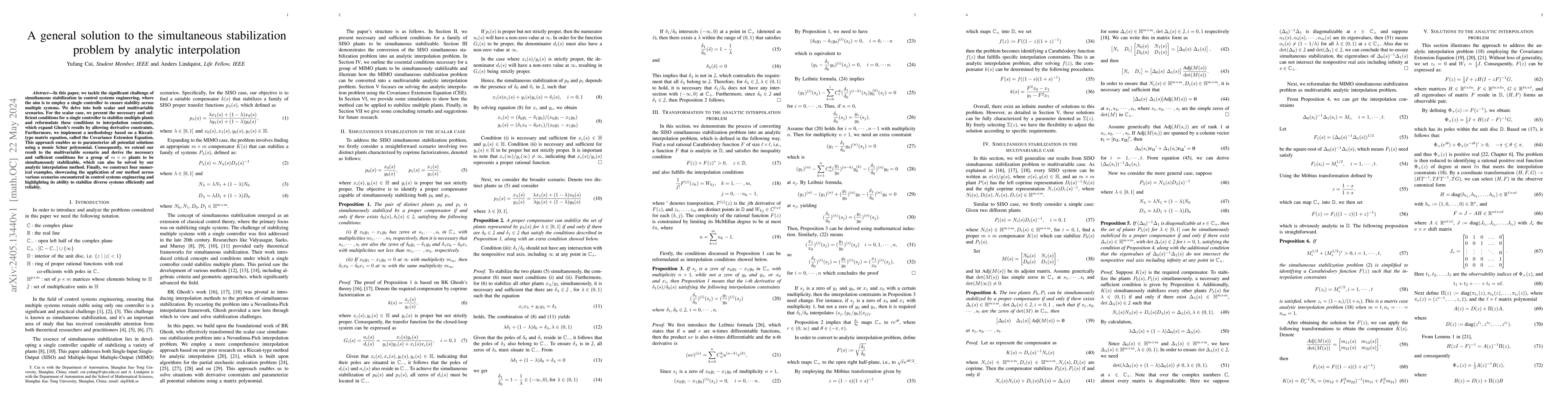 Thumbnail for A general solution to the simultaneous stabilization problem by analytic
  interpolation