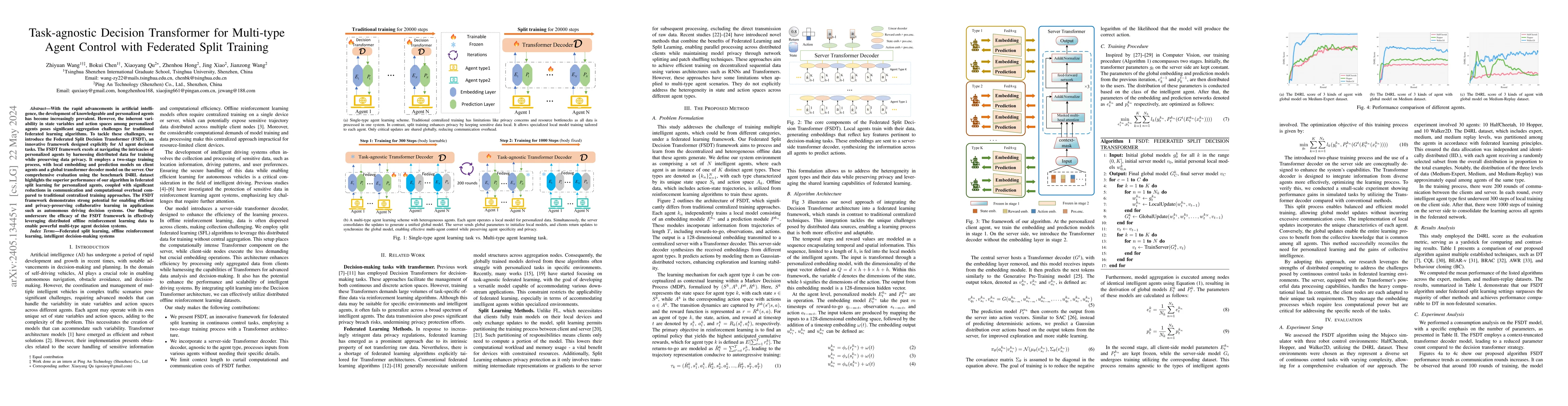 Thumbnail for Task-agnostic Decision Transformer for Multi-type Agent Control with
  Federated Split Training