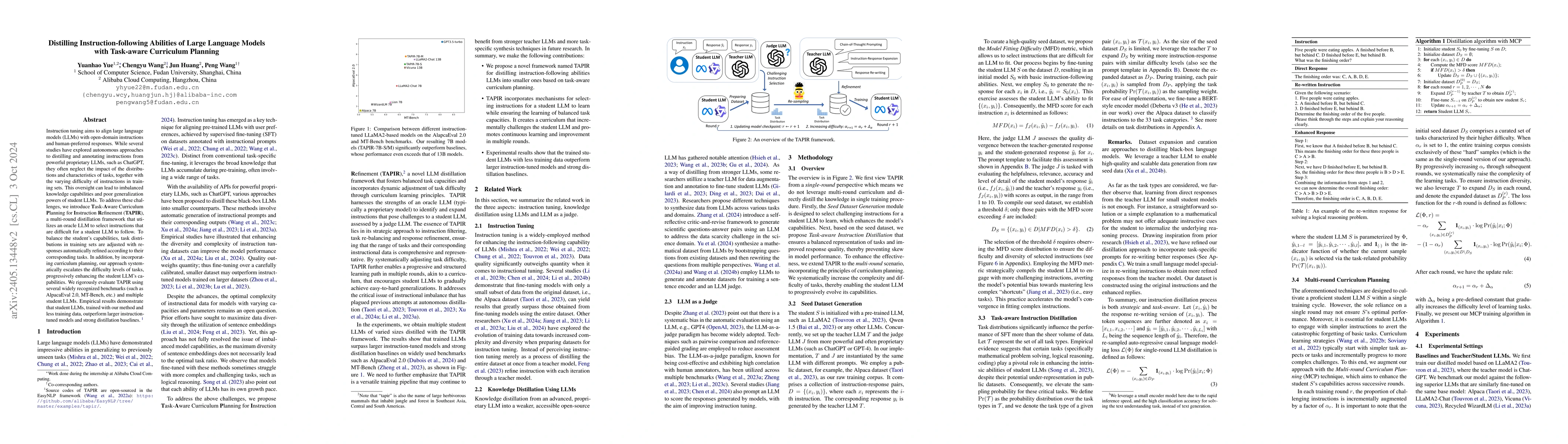 Thumbnail for Distilling Instruction-following Abilities of Large Language Models with
  Task-aware Curriculum Planning