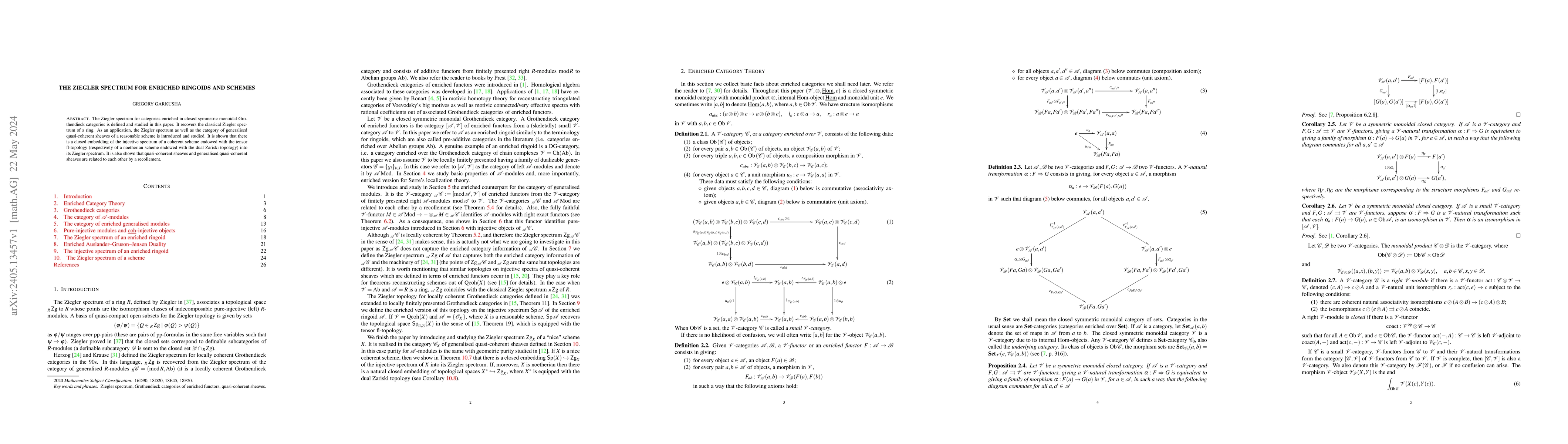 Thumbnail for The Ziegler spectrum for enriched ringoids and schemes