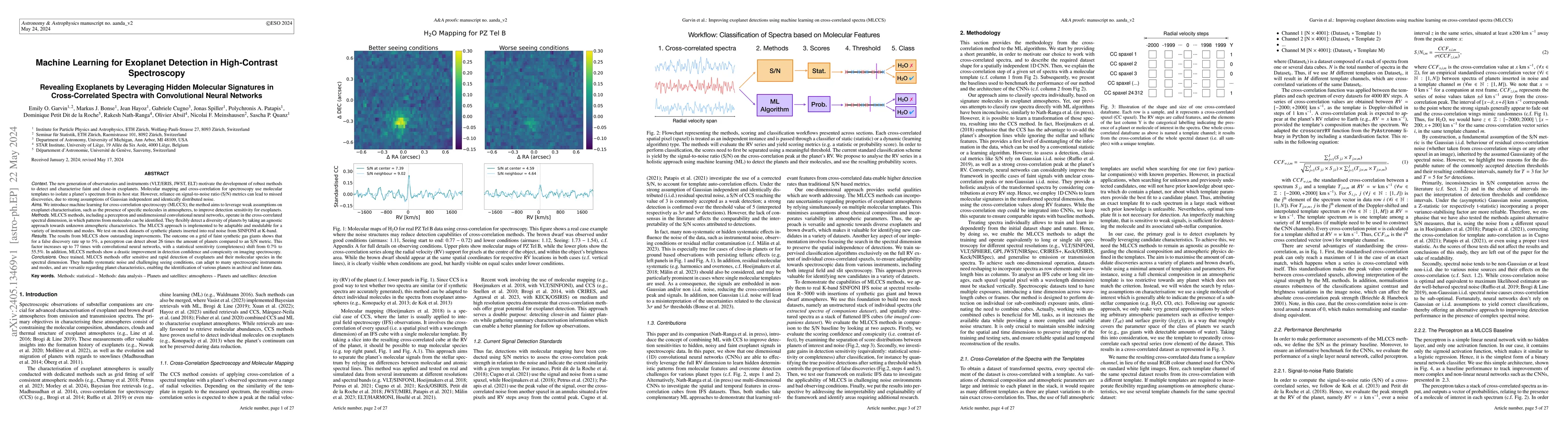 Thumbnail for Machine Learning for Exoplanet Detection in High-Contrast Spectroscopy:
  Revealing Exoplanets by Leveraging Hidden Molecular Signatures in
  Cross-Correlated Spectra with Convolutional Neural Networks