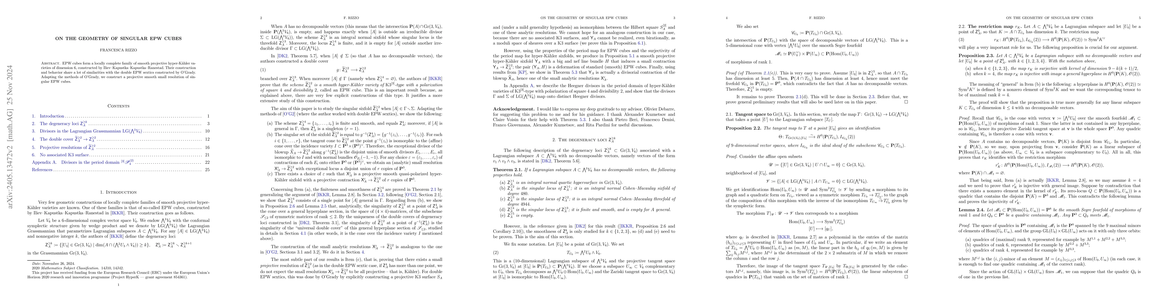 Thumbnail for On the geometry of singular EPW cubes