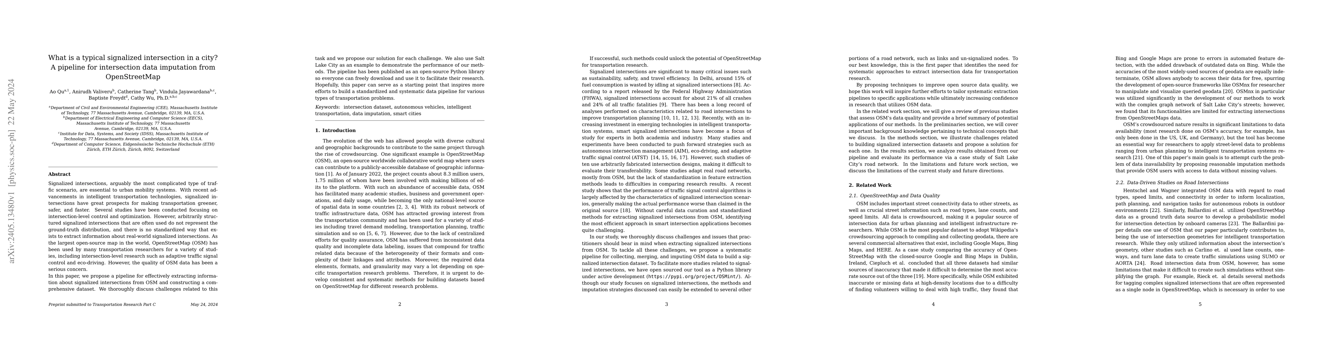 Thumbnail for What is a typical signalized intersection in a city? A pipeline for
  intersection data imputation from OpenStreetMap