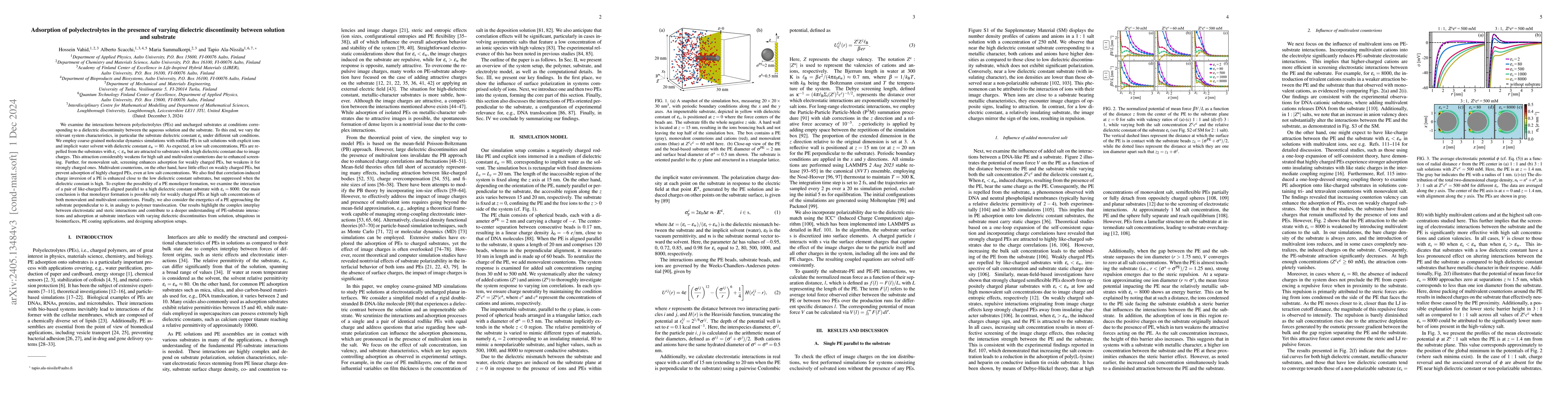 Thumbnail for Adsorption of polyelectrolytes in the presence of varying dielectric
  discontinuity between solution and substrate