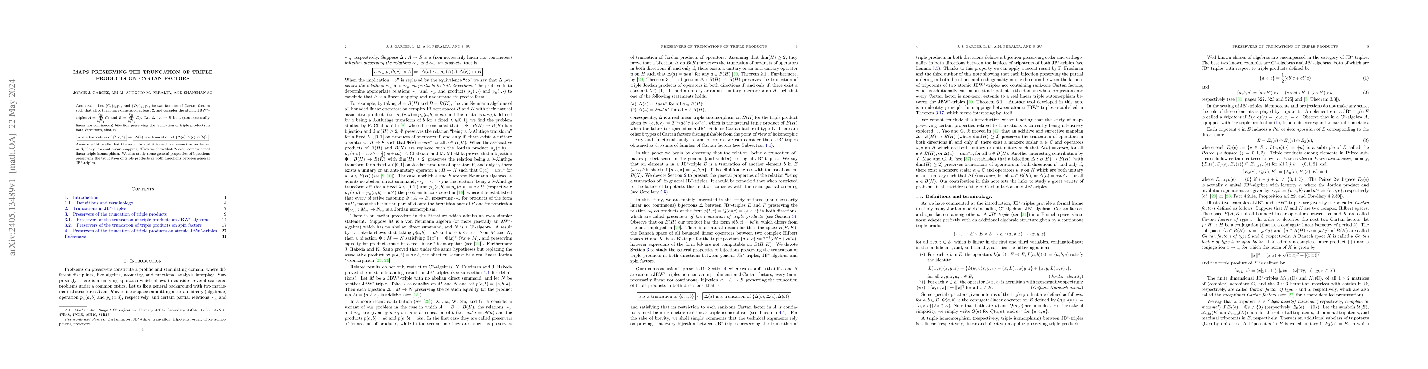 Thumbnail for Maps preserving the truncation of triple products on Cartan factors