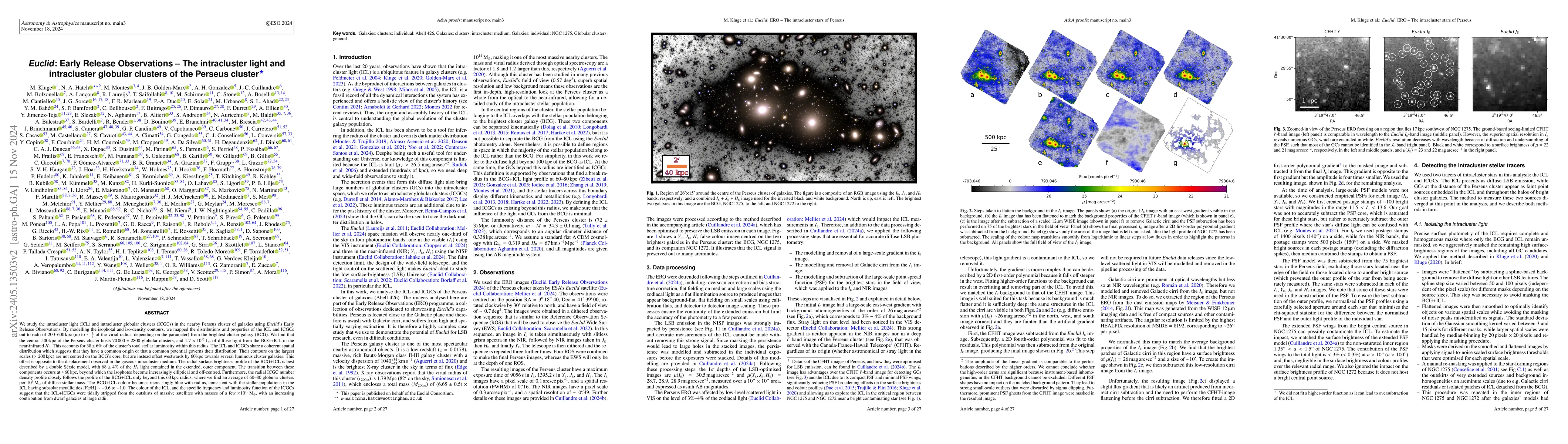 Thumbnail for Euclid: Early Release Observations -- The intracluster light and
  intracluster globular clusters of the Perseus cluster